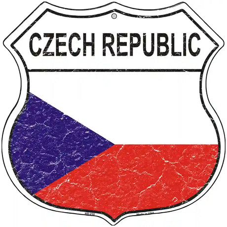 Chech Republic Flag Highway Shield Metal Sign 12" (HS)