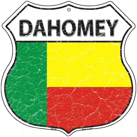 Dahomey Flag Highway Shield Metal Sign 12" (HS)