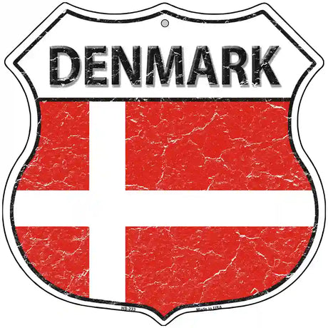 Denmark Flag Highway Shield Metal Sign 12" (HS)