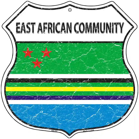 East Africa Community Flag Highway Shield Metal Sign 12" (HS)