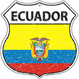 Ecuador Flag Highway Shield Metal Sign 12" (HS)