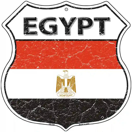 Egypt Flag Highway Shield Metal Sign 12" (HS)