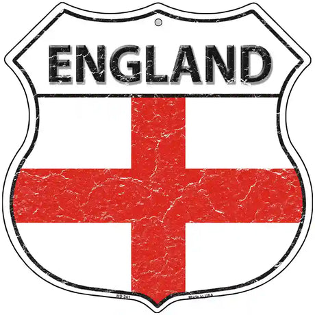 England Flag Highway Shield Metal Sign 12" (HS)