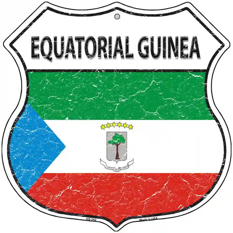 Equatorial Guinea Flag Highway Shield Metal Sign 12" (HS)