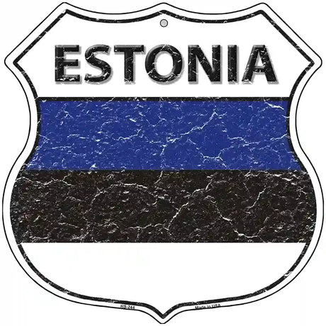 Estonia Flag Highway Shield Metal Sign 12" (HS)