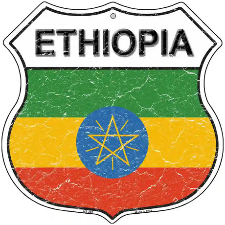 Ethiopia Flag Highway Shield Metal Sign 12" (HS)