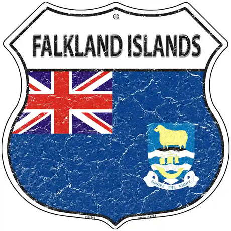 Falkland Islands Flag Highway Shield Metal Sign 12" (HS)