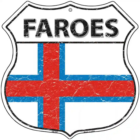 Faroes Flag Highway Shield Metal Sign 12" (HS)