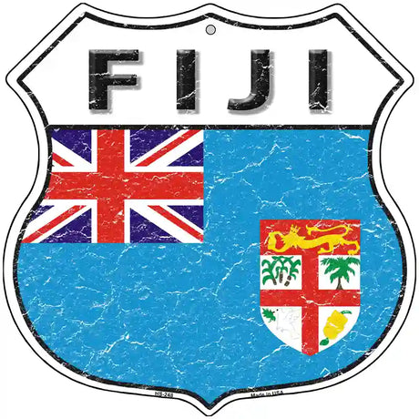 Fiji Flag Highway Shield Metal Sign 12" (HS)