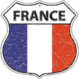 France Flag Highway Shield Metal Sign 12" (HS)