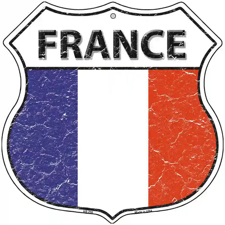 France Flag Highway Shield Metal Sign 12" (HS)