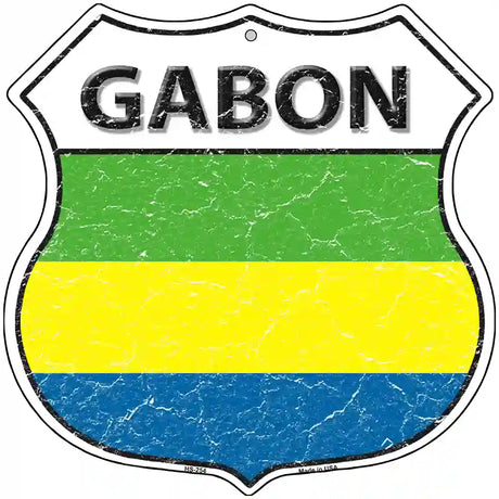 Gabon Flag Highway Shield Metal Sign 12" (HS)