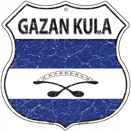 Gazan Kula Flag Highway Shield Metal Sign 12" (HS)