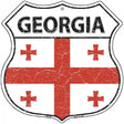 Georgia Flag Highway Shield Metal Sign 12" (HS)