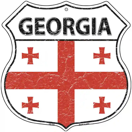 Georgia Flag Highway Shield Metal Sign 12" (HS)