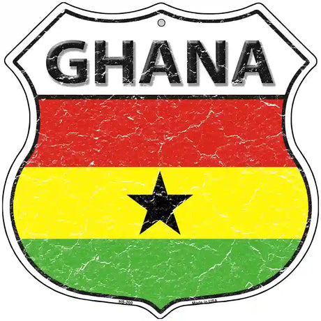 Ghana Flag Highway Shield Metal Sign 12" (HS)