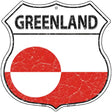 Greenland Flag Highway Shield Metal Sign 12" (HS)