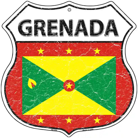 Grenada Flag Highway Shield Metal Sign 12" (HS)