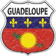 Guadeloupe Flag Highway Shield Metal Sign 12" (HS)