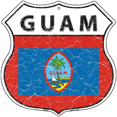 Guam Flag Highway Shield Metal Sign 12" (HS)