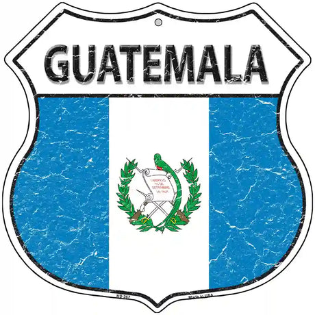 Guatemala Flag Highway Shield Metal Sign 12" (HS)