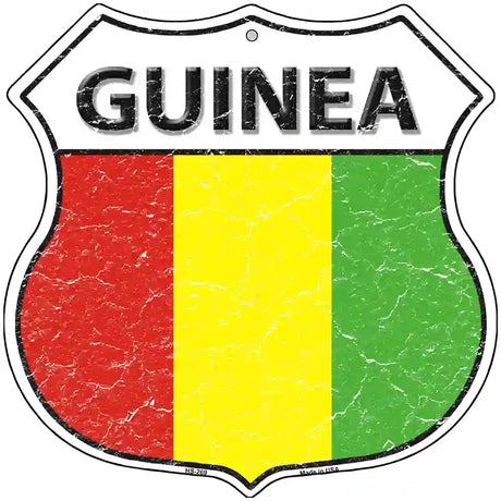 Guinea Flag Highway Shield Metal Sign 12" (HS)