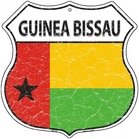 Guinea Bissau Flag Highway Shield Metal Sign 12" (HS)