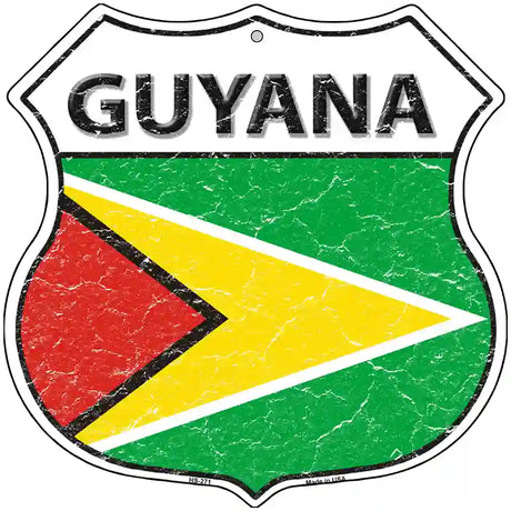 Guyana Flag Highway Shield Metal Sign 12" (HS)