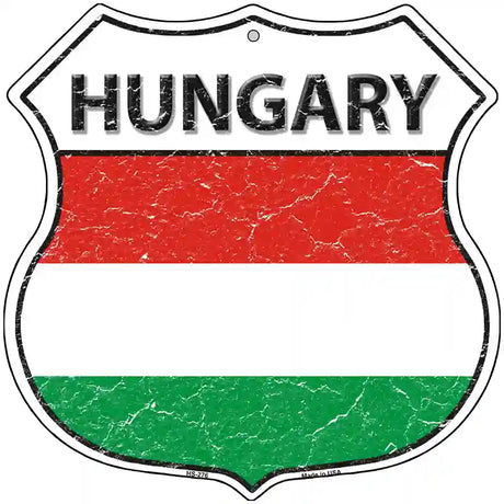 Hungary Flag Highway Shield Metal Sign 12" (HS)