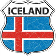 Iceland Flag Highway Shield Metal Sign 12" (HS)