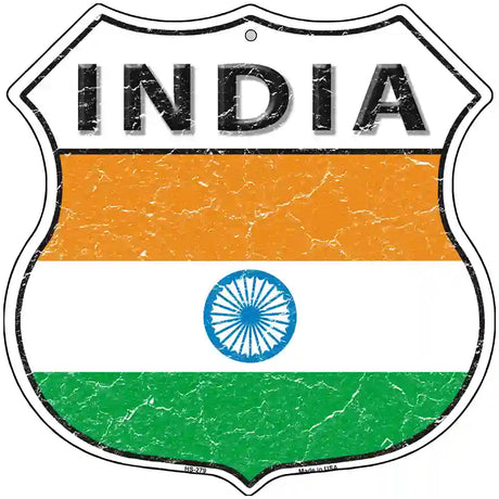 India Flag Highway Shield Metal Sign 12" (HS)