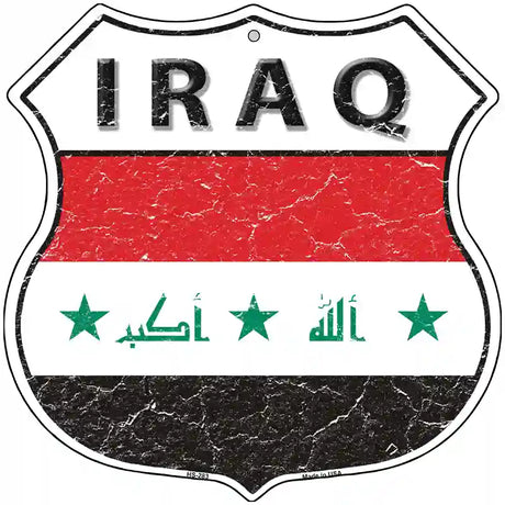 Iraq Flag Highway Shield Metal Sign 12" (HS)