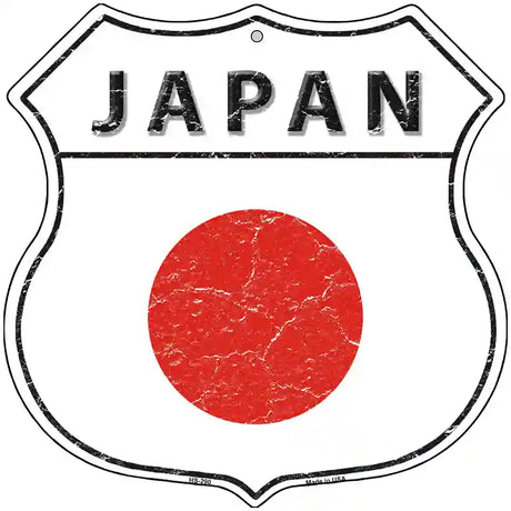 Japan Flag Highway Shield Metal Sign 12" (HS)