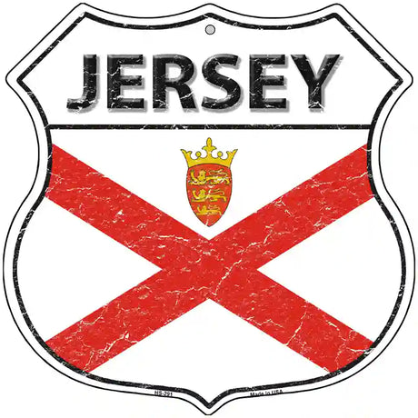 Jersey Flag Highway Shield Metal Sign 12" (HS)