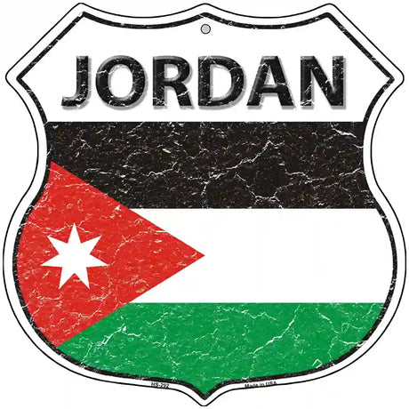 Jordan Flag Highway Shield Metal Sign 12" (HS)