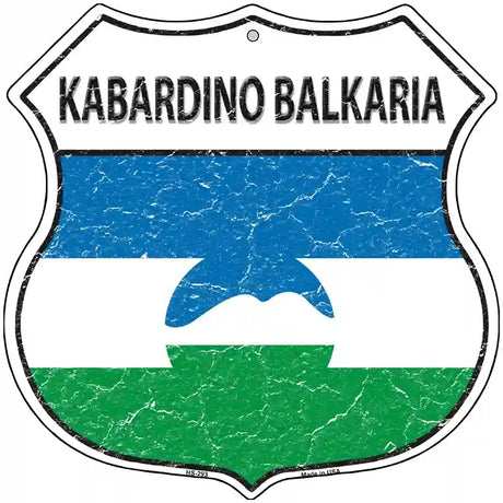 Kabardino Balkaria Flag Highway Shield Metal Sign 12" (HS)