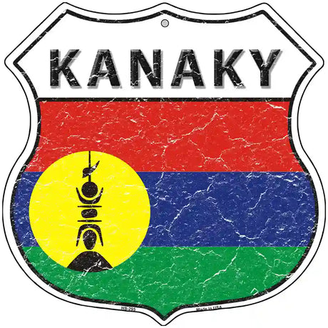 Kanaky Flag Highway Shield Metal Sign 12" (HS)