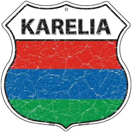 Karelia Flag Highway Shield Metal Sign 12" (HS)