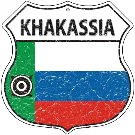 Khakassia Flag Highway Shield Metal Sign 12" (HS)