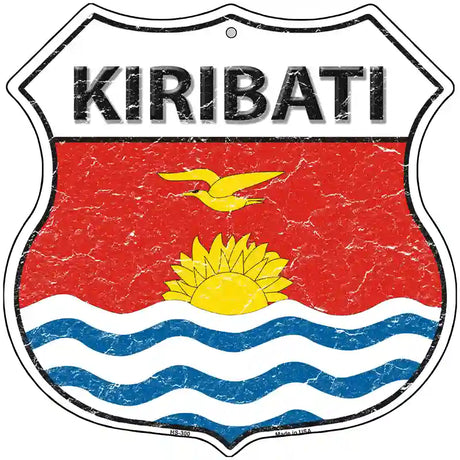 Kiribati Flag Highway Shield Metal Sign 12" (HS)