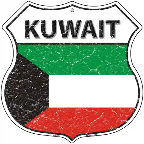 Kuwait Flag Highway Shield Metal Sign 12" (HS)