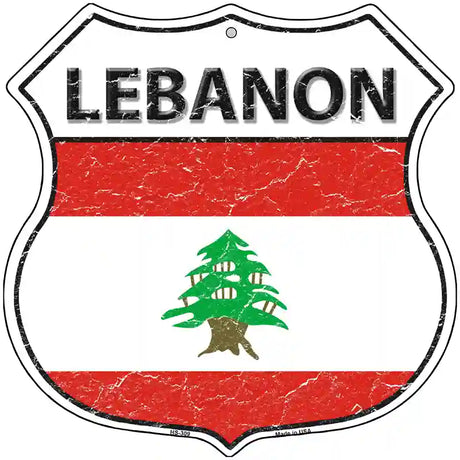 Lebanon Flag Highway Shield Metal Sign 12" (HS)