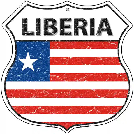 Liberia Flag Highway Shield Metal Sign 12" (HS)