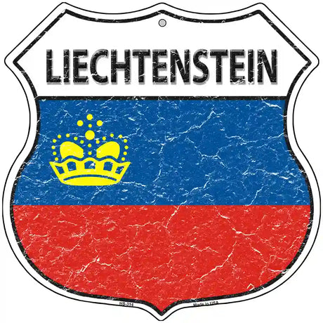 Liechtenstein Flag Highway Shield Metal Sign 12" (HS)