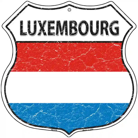 Luxembourg Flag Highway Shield Metal Sign 12" (HS)