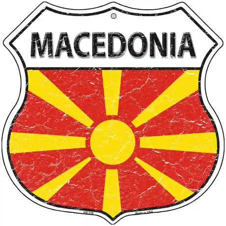 Macedonia Flag Highway Shield Metal Sign 12" (HS)