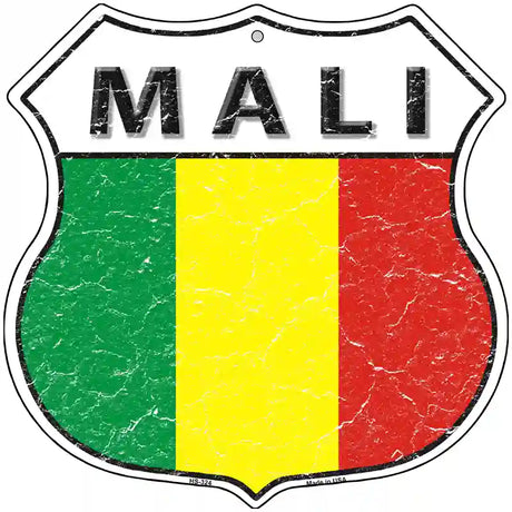 Mali Flag Highway Shield Metal Sign 12" (HS)