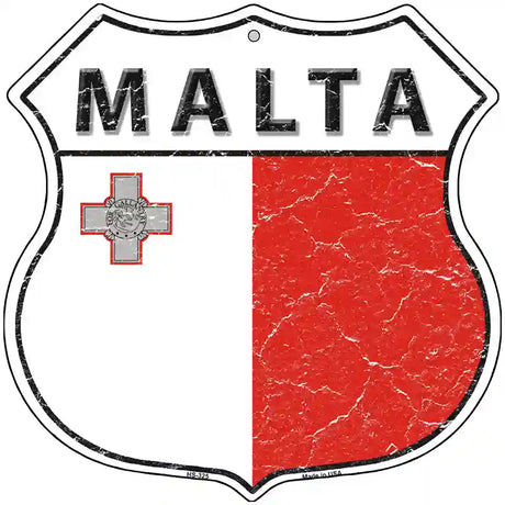 Malta Flag Highway Shield Metal Sign 12" (HS)