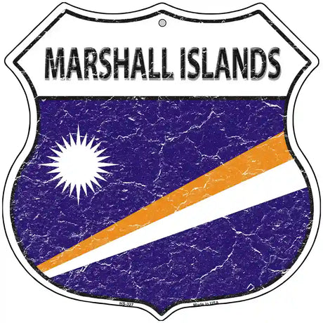 Marshall Islands Flag Highway Shield Metal Sign 12" (HS)