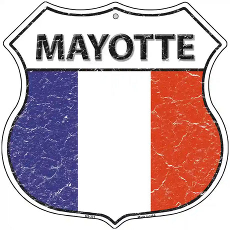 Mayotte Flag Highway Shield Metal Sign 12" (HS)